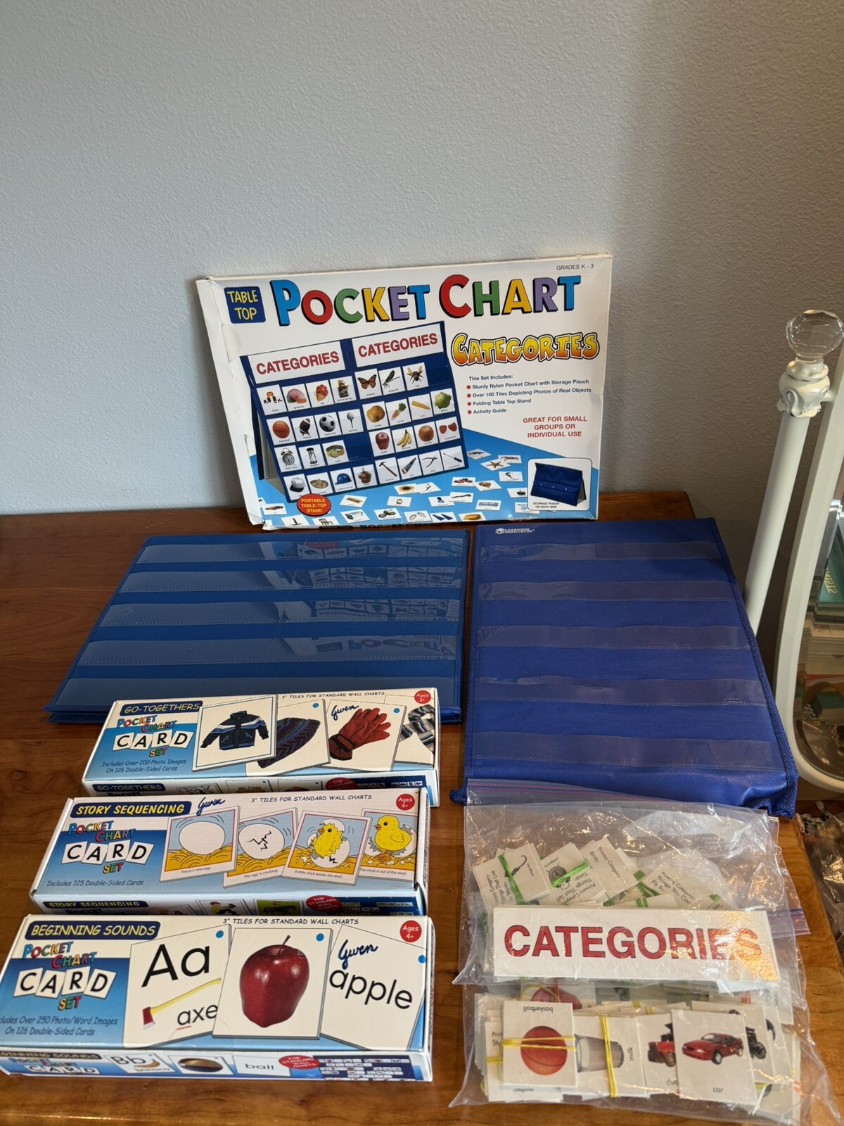 Large complete boxed sets of Pocket Chart language learning activities excellent