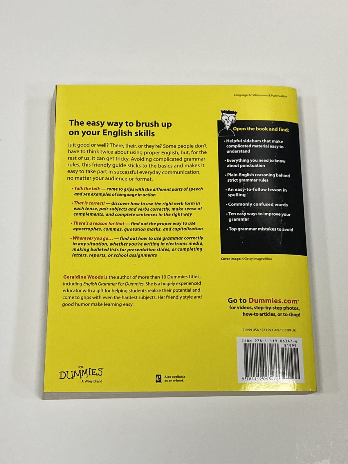 Basic English Grammar for Dummies US Geraldine Woods 2015 Trade Paperback Book