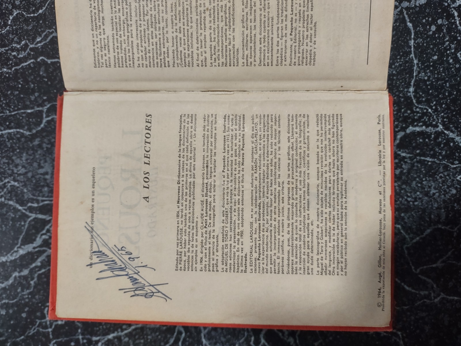 Pequeno Larousse Ilustrado (Spanish Hardcover Dictionary) – Rare Signed