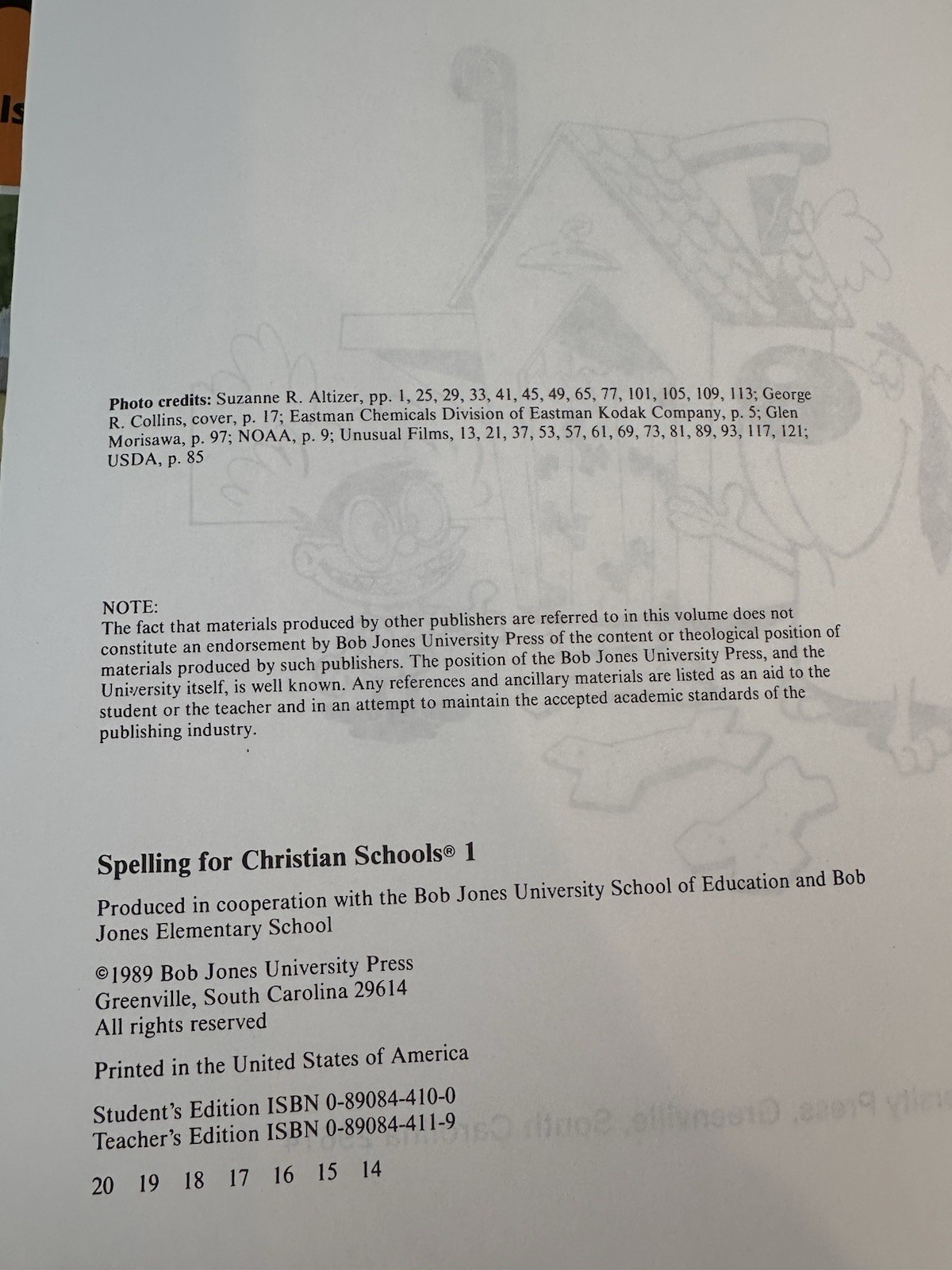 Bob Jones Spelling Workbook & Teachers Edition 1st grade