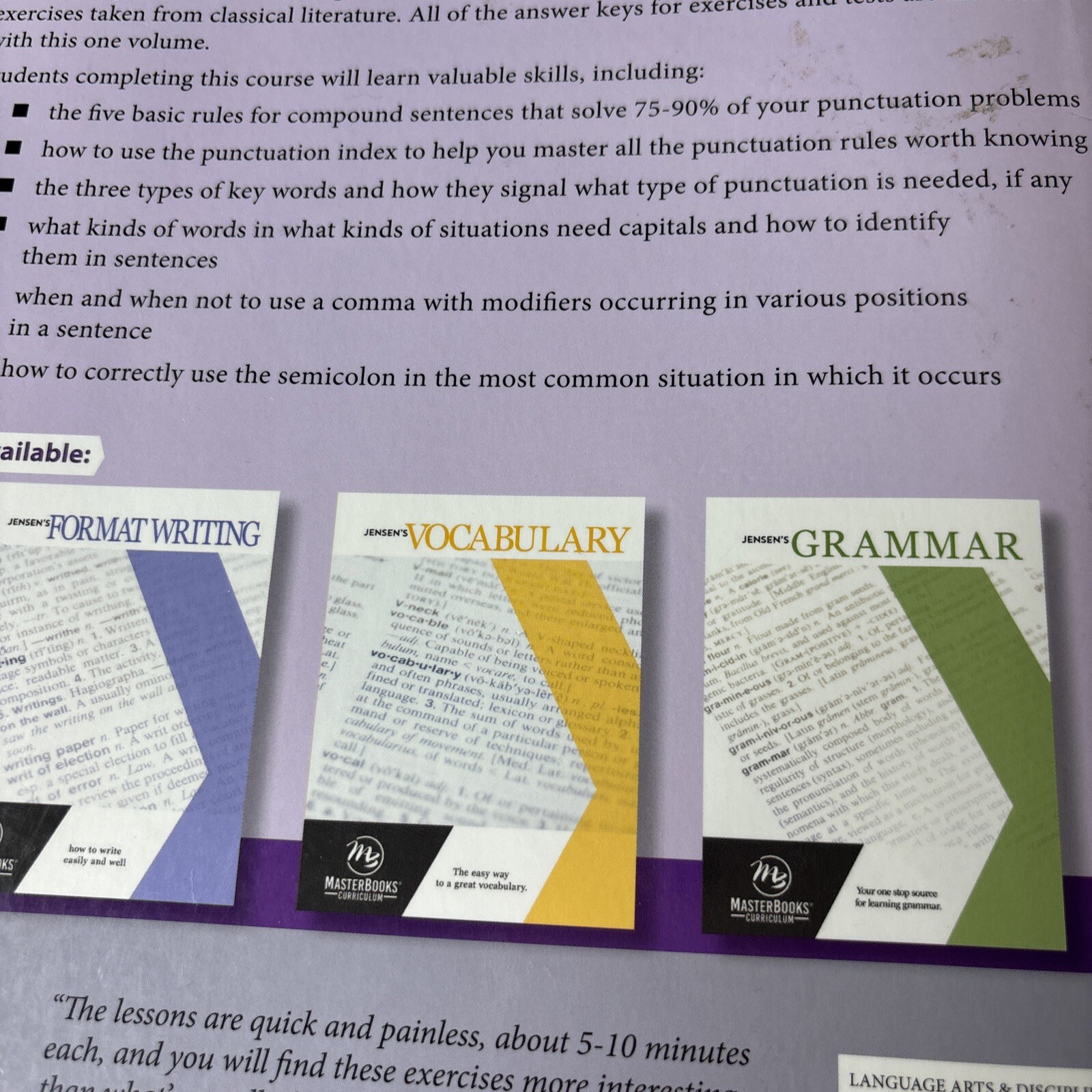 Jensen’s Punctuation Study Guide Master Books Curriculum 2016 Pre-Owned.