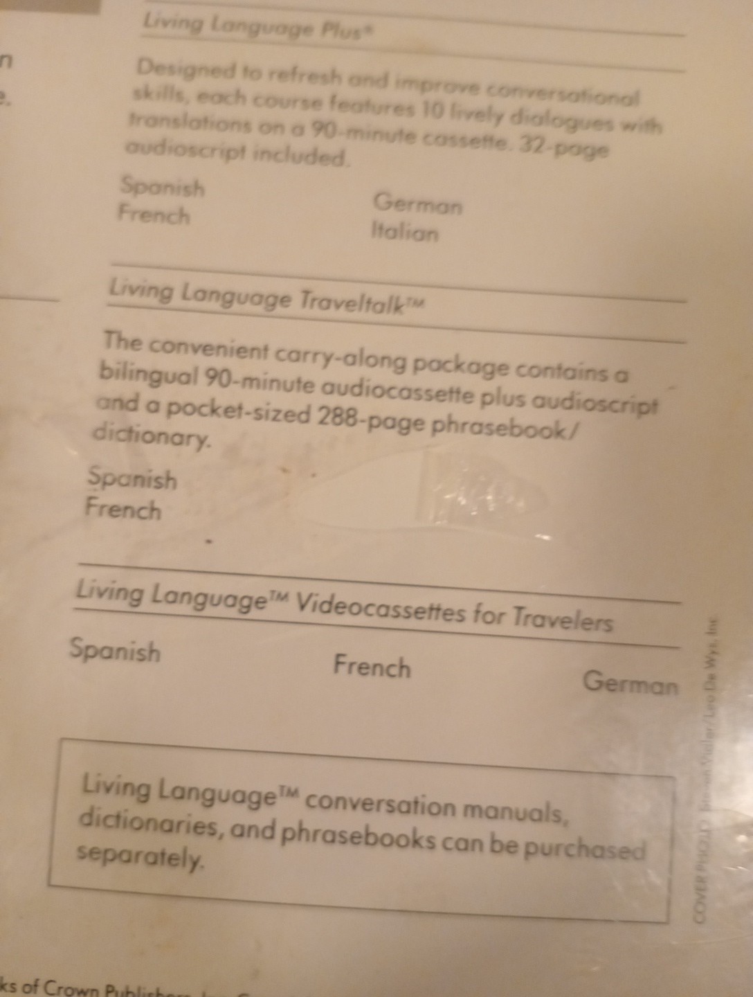 VTG Children’s Living Spanish Cassette Edition (1986) New, Picture Dictionary