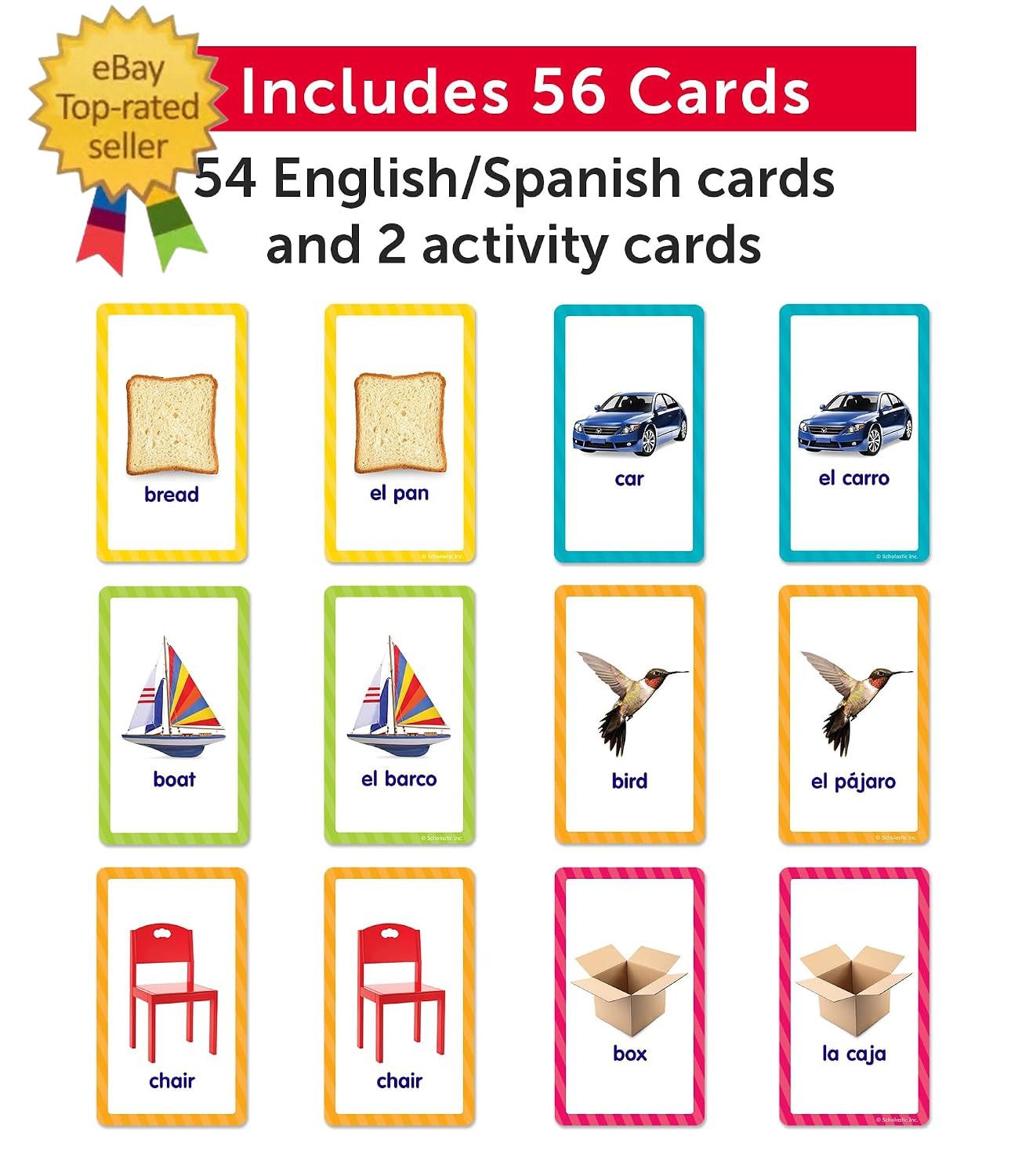 English-Spanish First Words Flash Cards