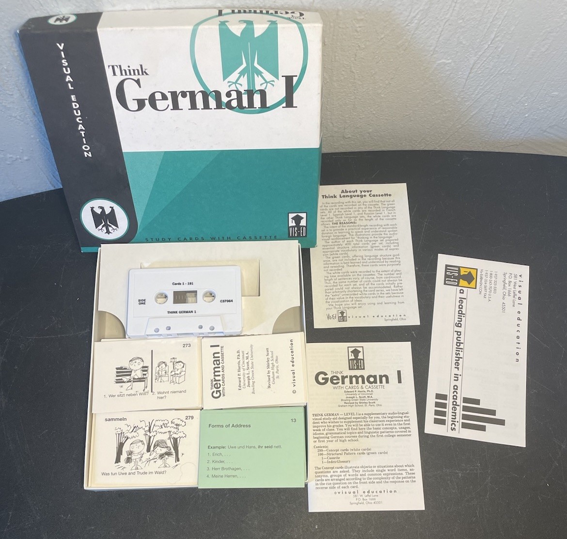 Vintage Vis-Ed -German Level 1 Language Vocabulary Cards And Cassette Combo