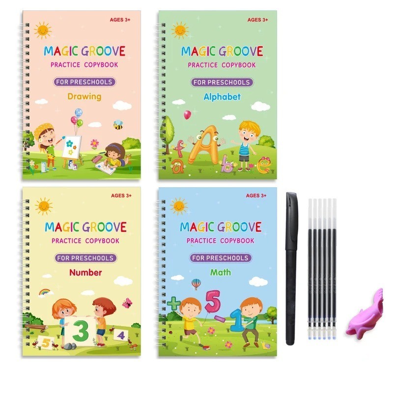 4Pcs Handwriting Workbooks Practice Copybook Magic Reusable Calligraphy Handwrit