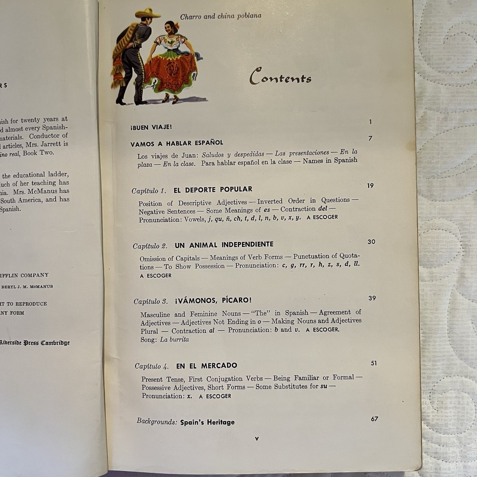 1958 El Camino Real Book 1 by Jarrett & McManus Hardcover Spanish Textbook