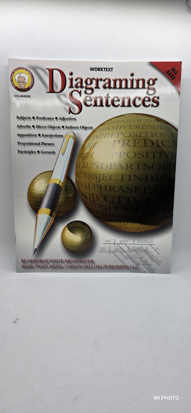 Mark Twain Diagraming Sentences Writing Workbook – Parts of Speech – New