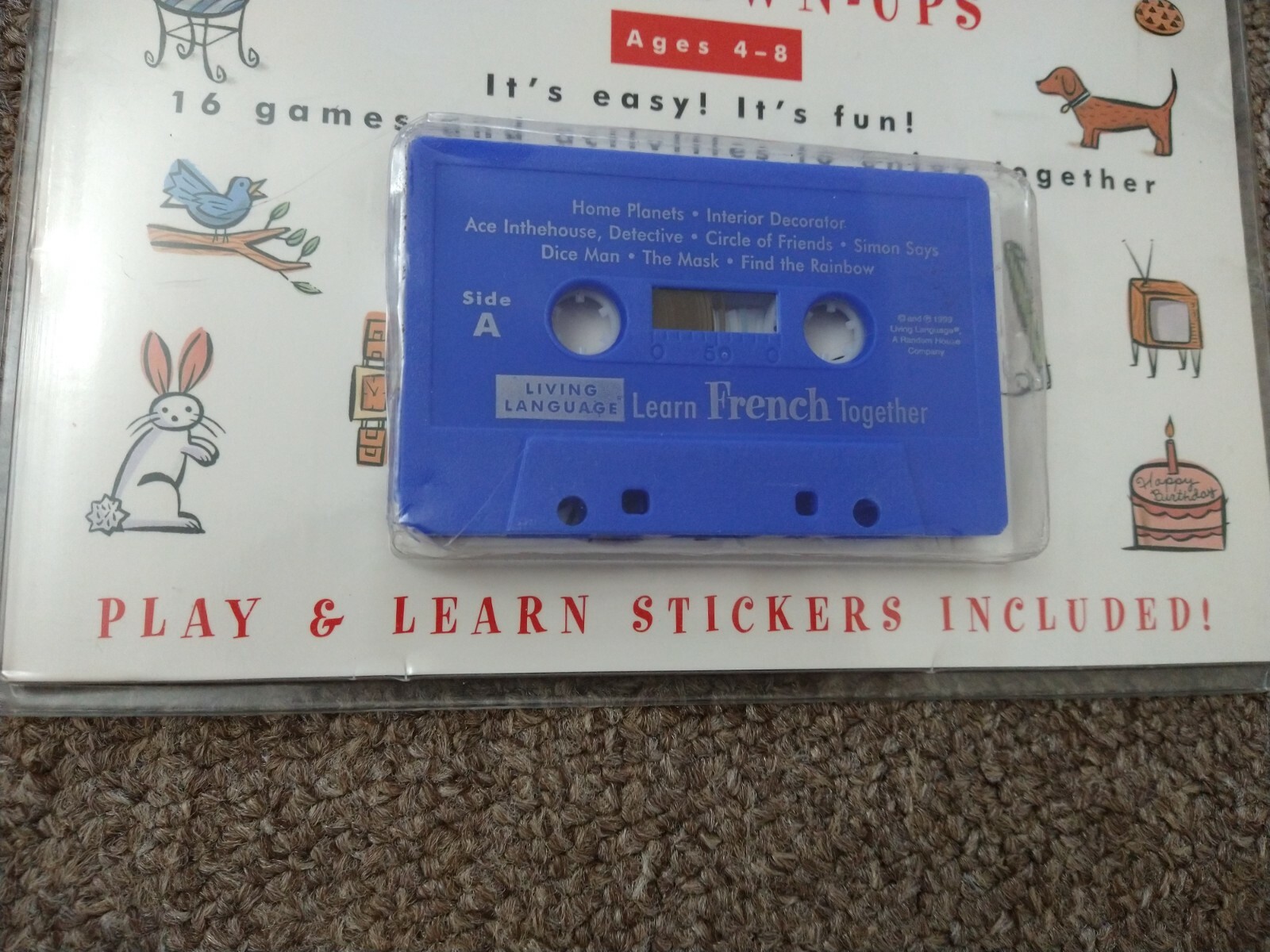 Living Language Learn French Together Book Cassette Stickers Ages 4-8 Vintage