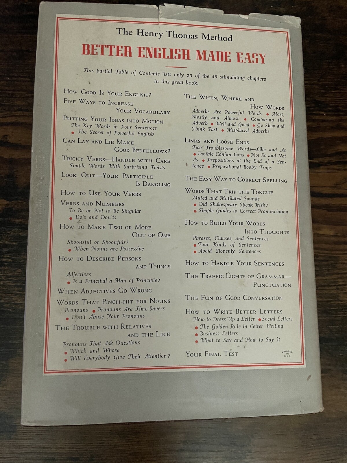In 30 Days, Better English Made Easy [The Henry Thomas Method] 1954 hard cover