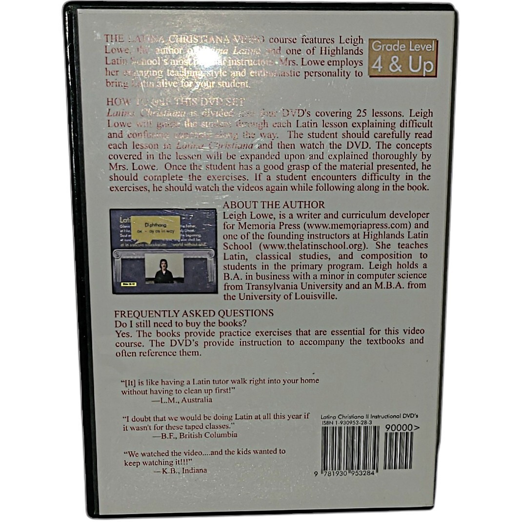 Latina Christiana Book II Introduction to Latin Instructional Language 4 DVD Set