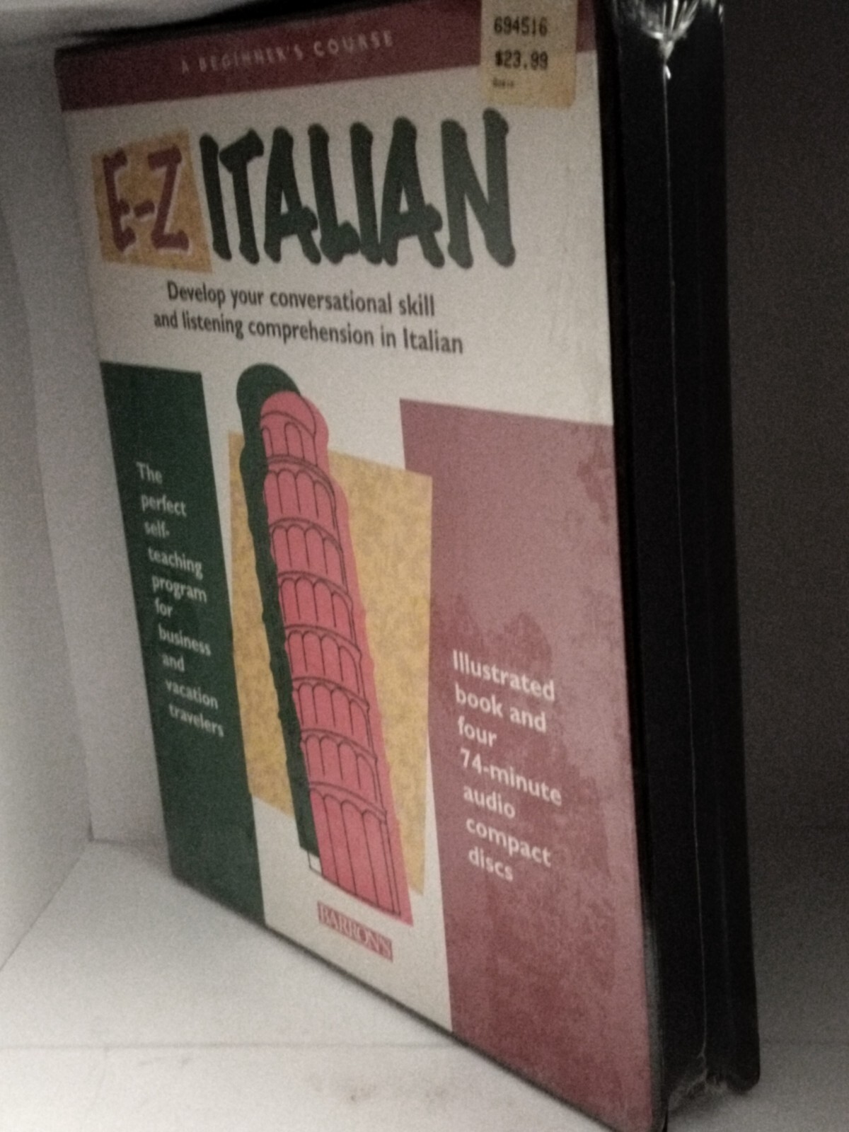 Language Courses: E-Z Italian by Barron’s A Beginner’s Course- New Sealed