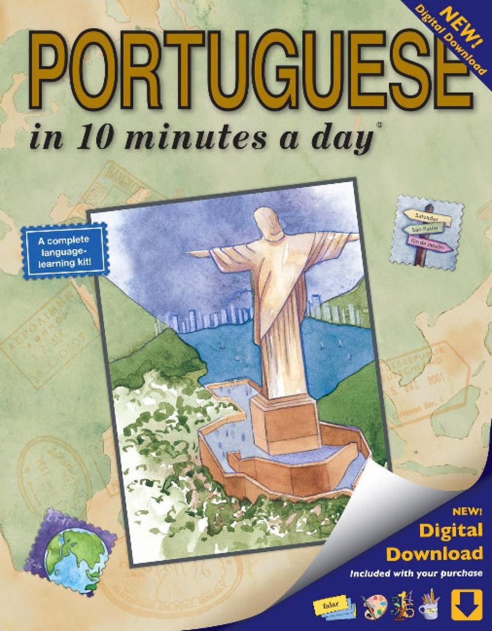 PORTUGUESE in 10 minutes a day: Portuguese Book with digital download by Kristin