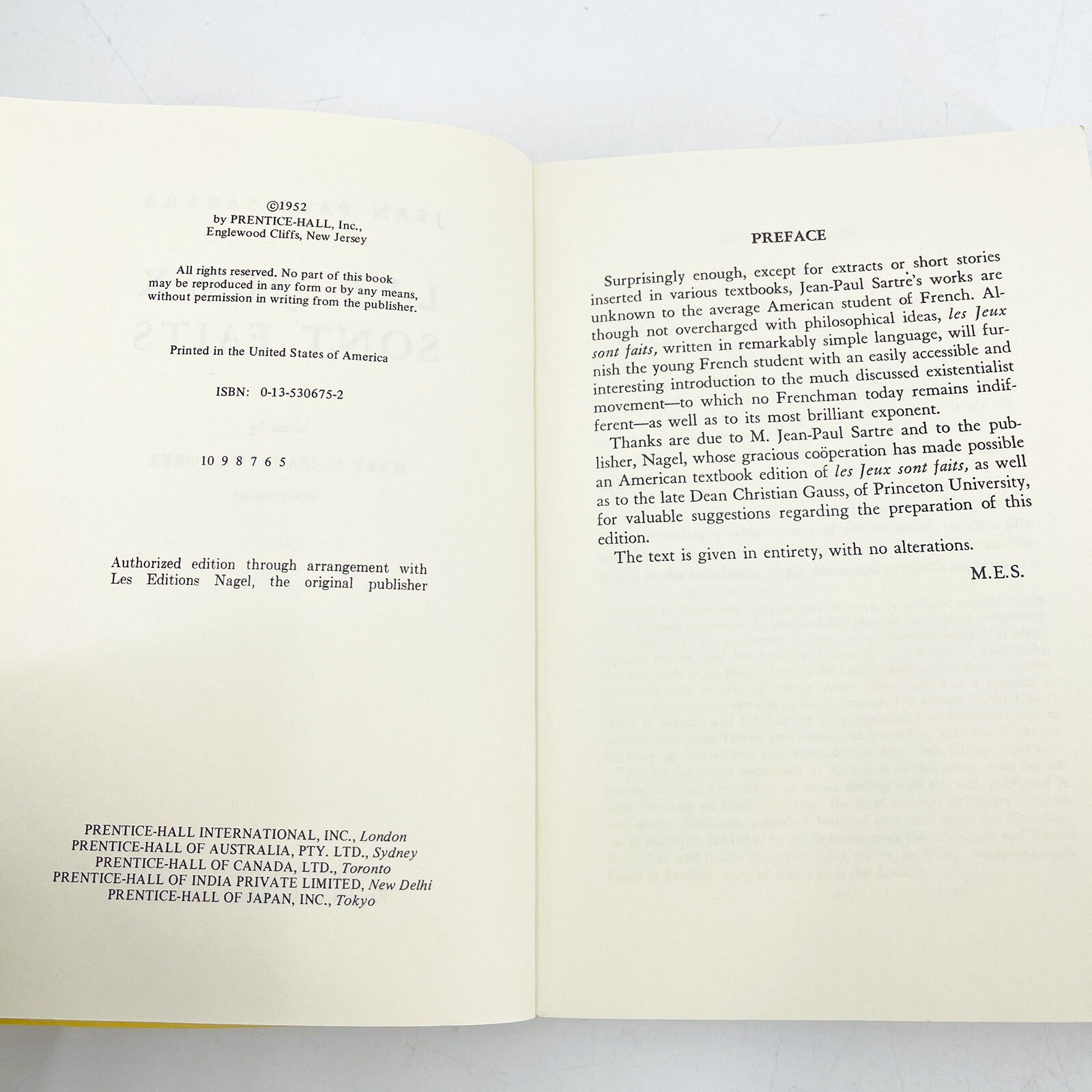 VTG Les Jeux Sont Faits FRENCH FIRST EDITION 1952 Jean-Paul Sartre PB Literature