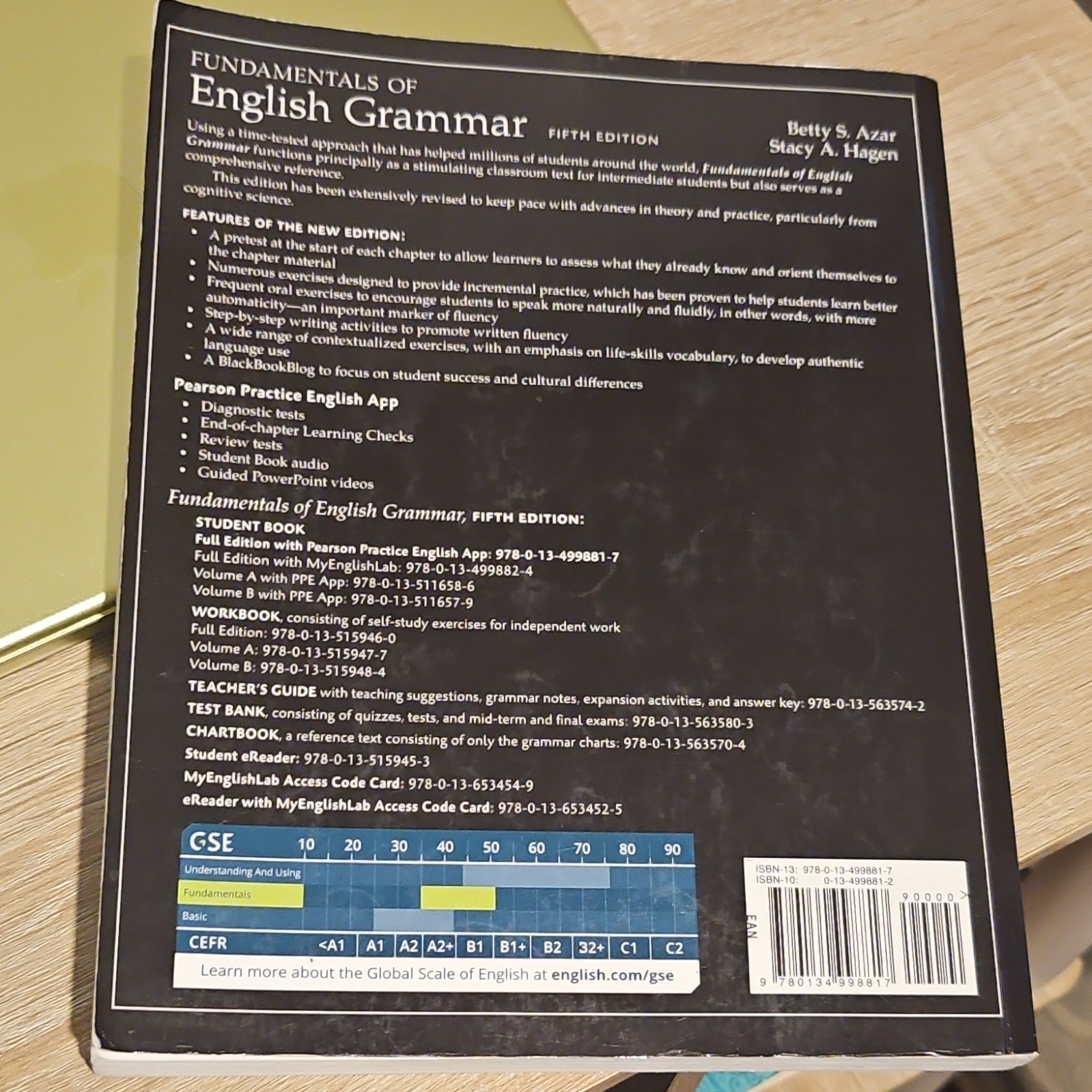 Pearson Fundamentals of English Grammar 5th Ed Betty Azar Hagen 2017 PB