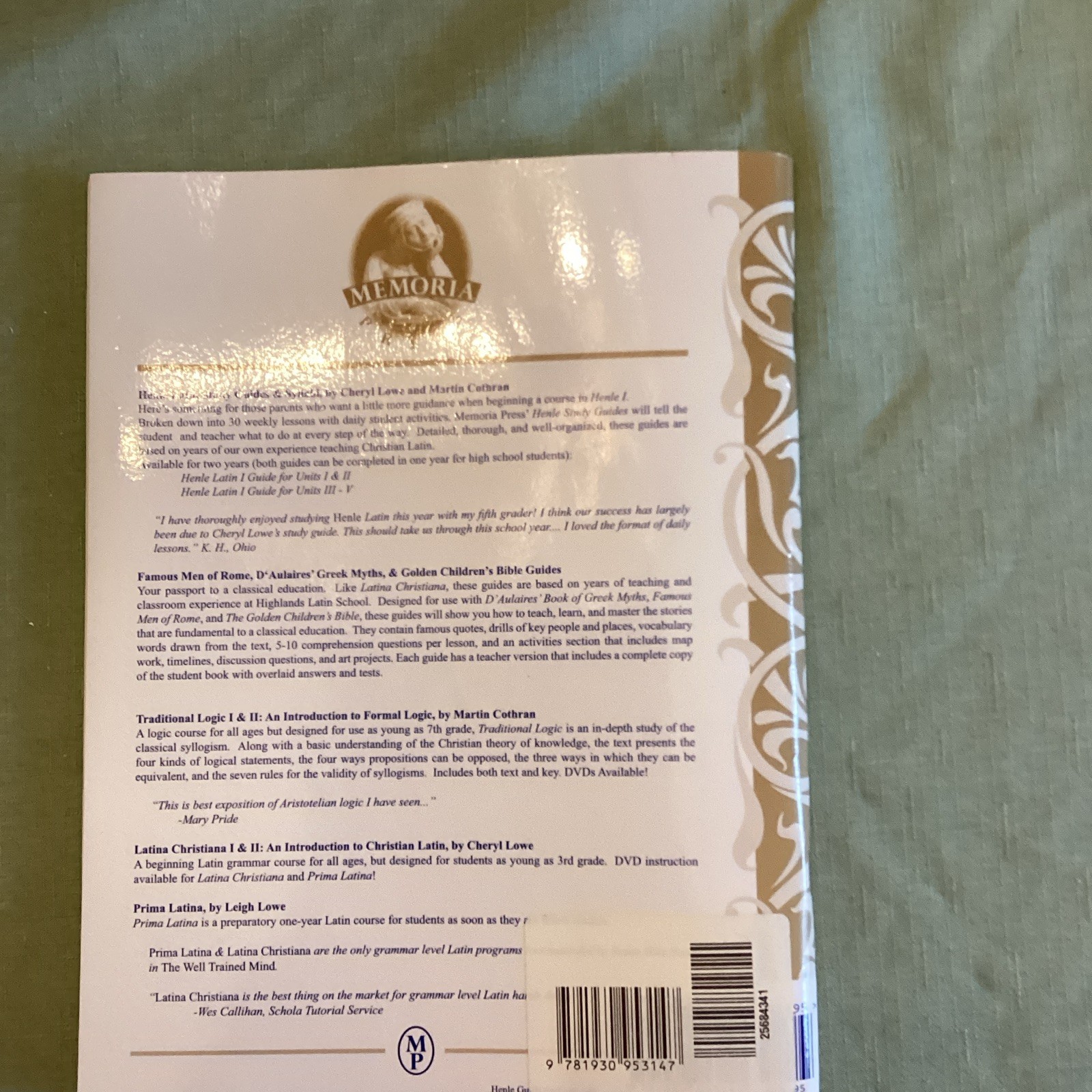 Memoria Press Henle Latin First Year Guide Units I-II Study Guide Lowe PB 2000