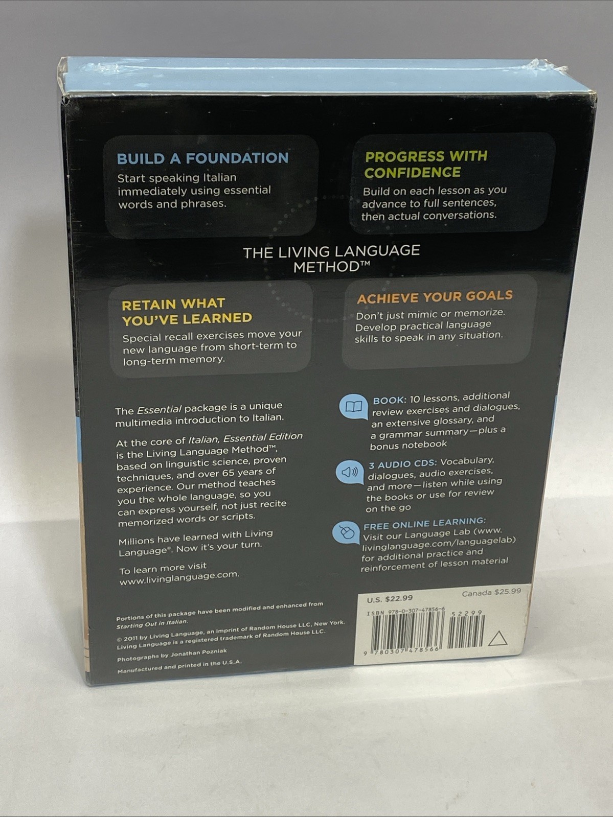 New!! Living Language ITALIAN Essential Edition Beginner – 3 Audio CDs & Book