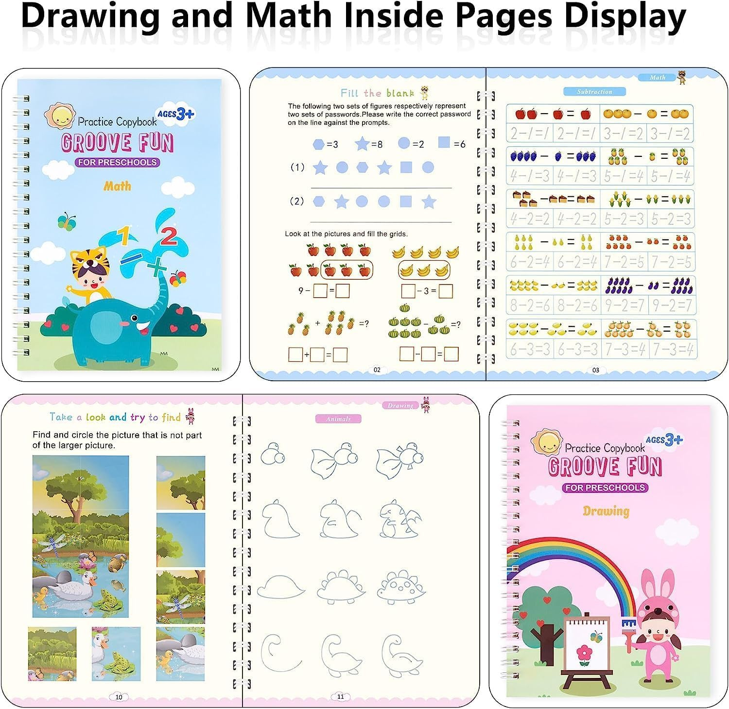 Grooved Magic Practice Copybook, Reusable Grooved Handwriting Workbooks, Writing