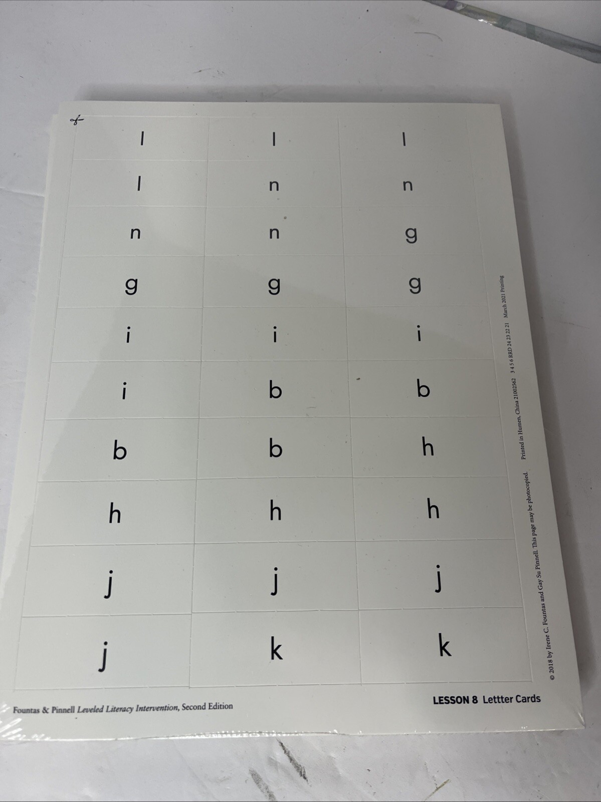 Fountas & Pinnell Lesson 8 LETTER CARDS Leveled Literacy Intervention NIP