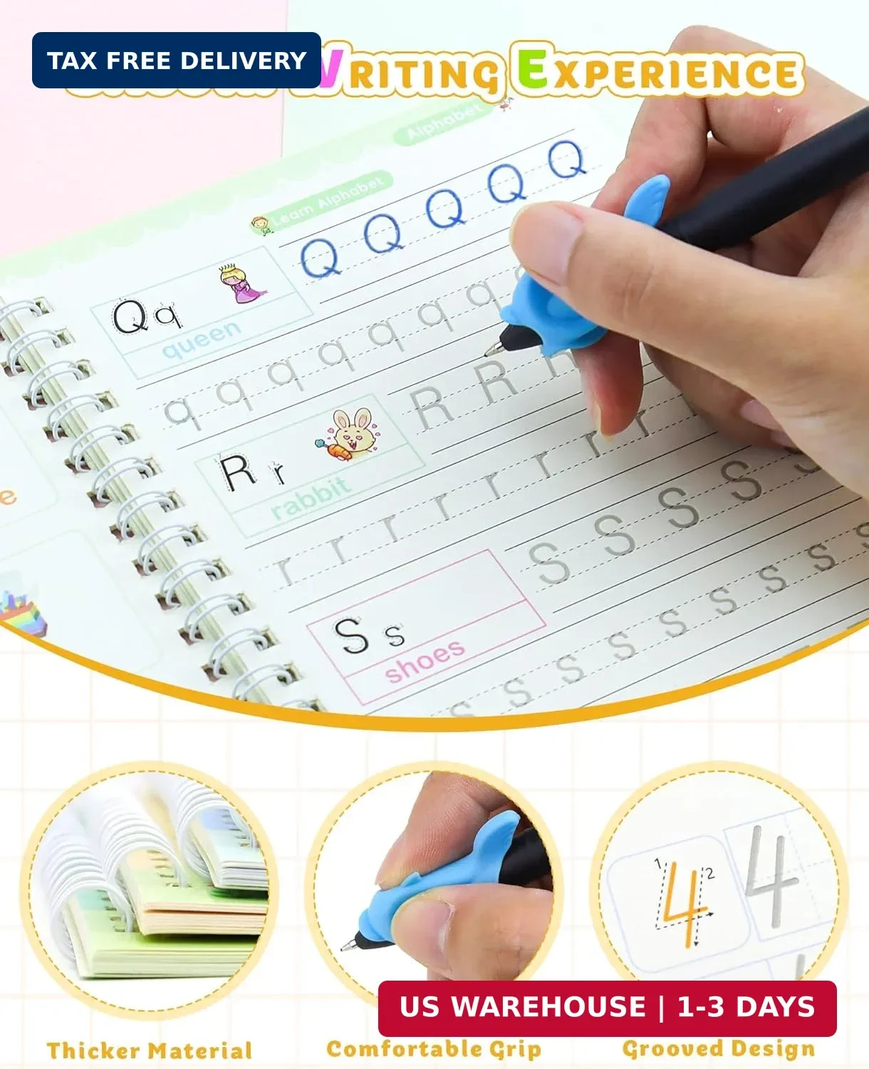 Magic Practice Copybook, Reusable Writing Practice Book, Handwriting Aid for Pre