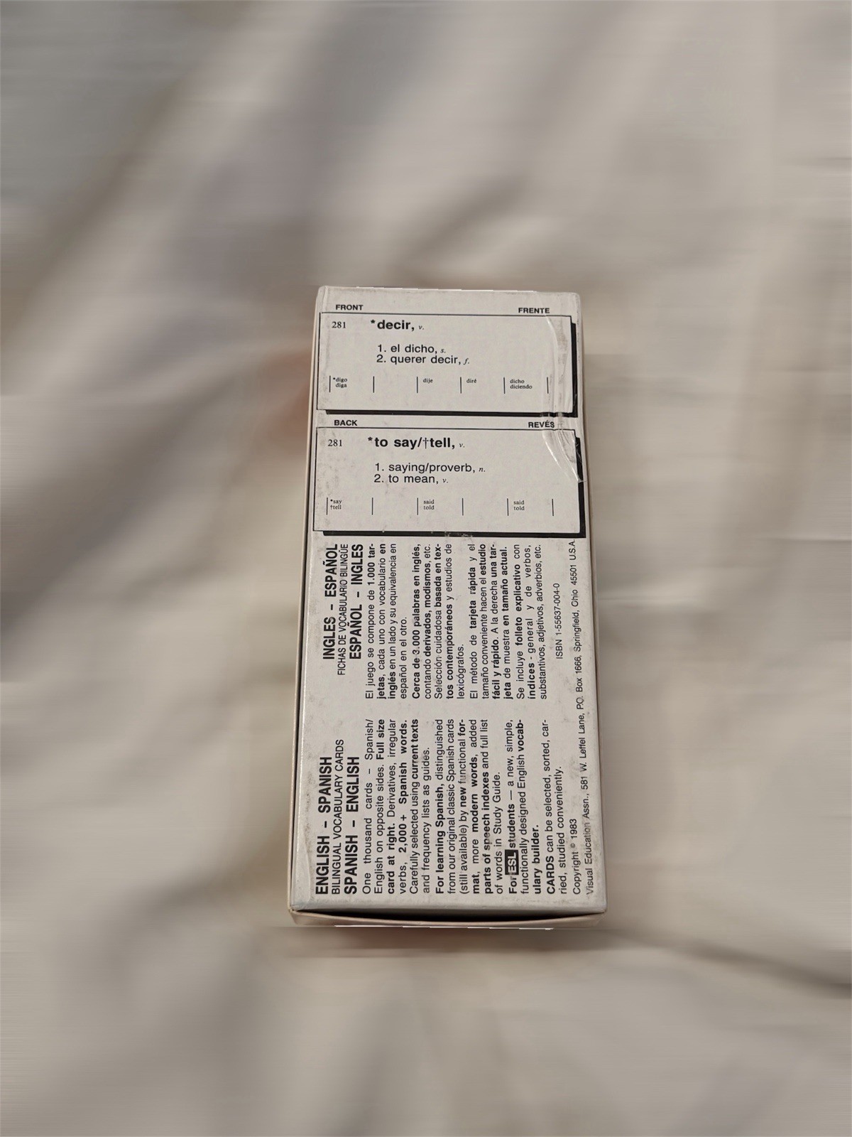 Visual Education Spanish-English Vocabulary Cards Flash Cards Box Set Smith 1983