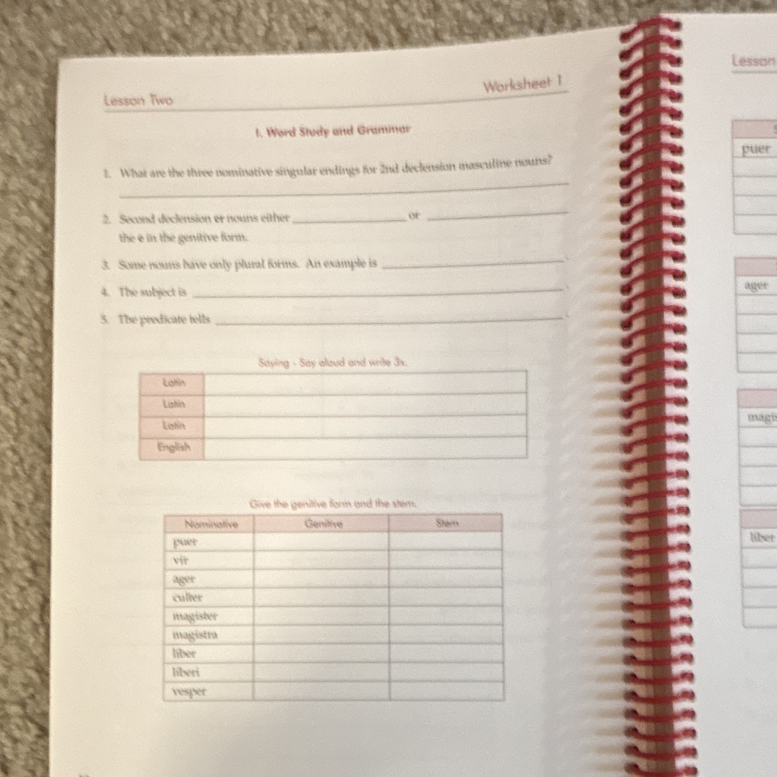 Second Form Latin Memorial Press Student Books