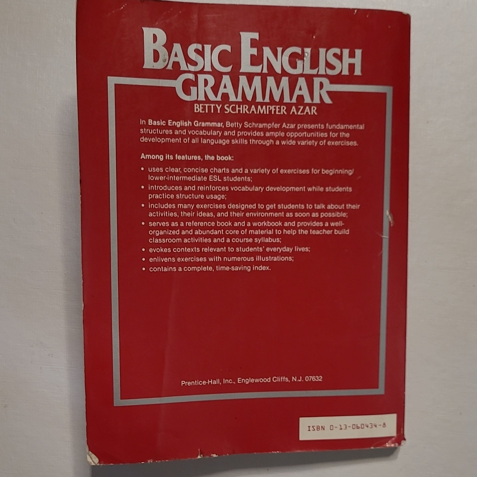 Prentice-Hall Basic English Grammar by Betty Schrampfer Azar 1984 PB Illustrated