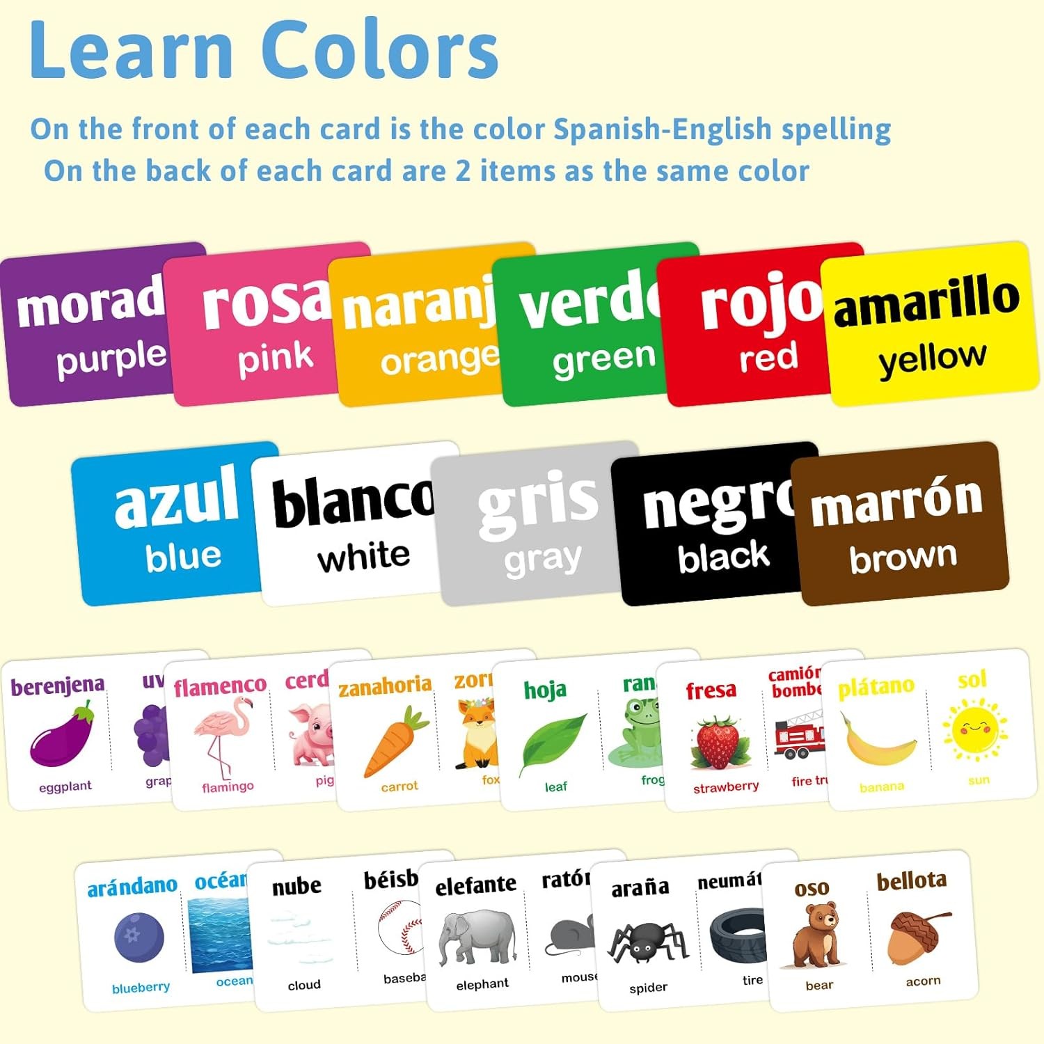 Spanish Flash Cards 100 English to Spanish Bilingual Flashcards Español Vocabula