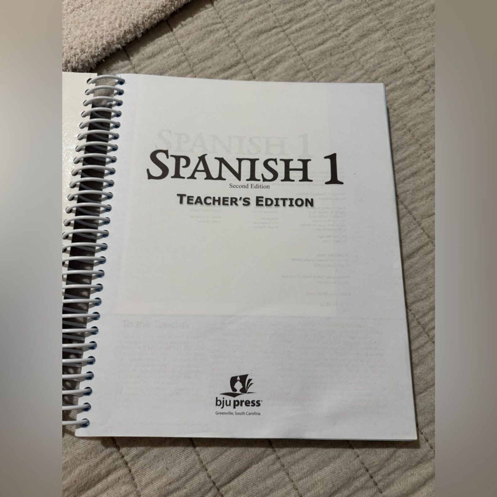 Spanish 1 Teacher’s Edition Second Edition Spiral Book 2004 BJU Press Bob jones