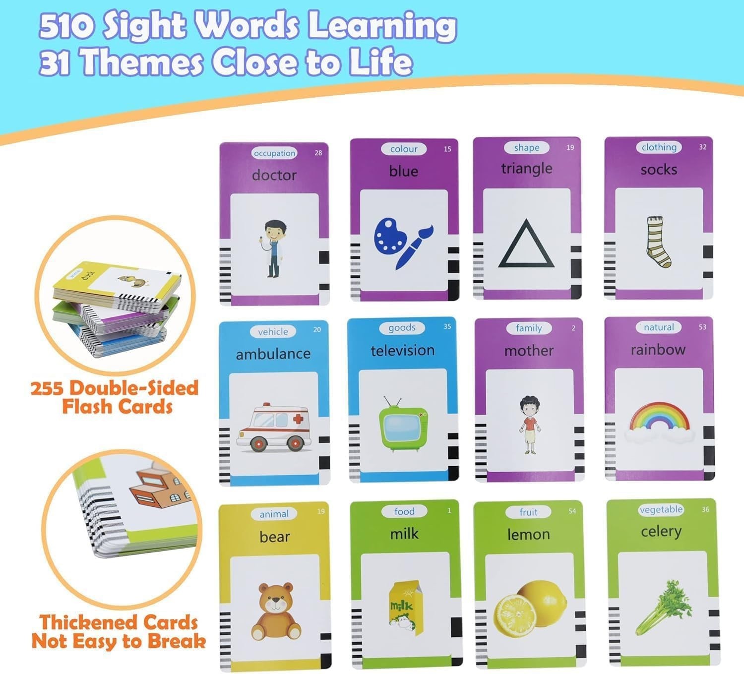 Spanish & English 510 Words Alphabet Bilingual Talking Flash Cards for 3-8 Years