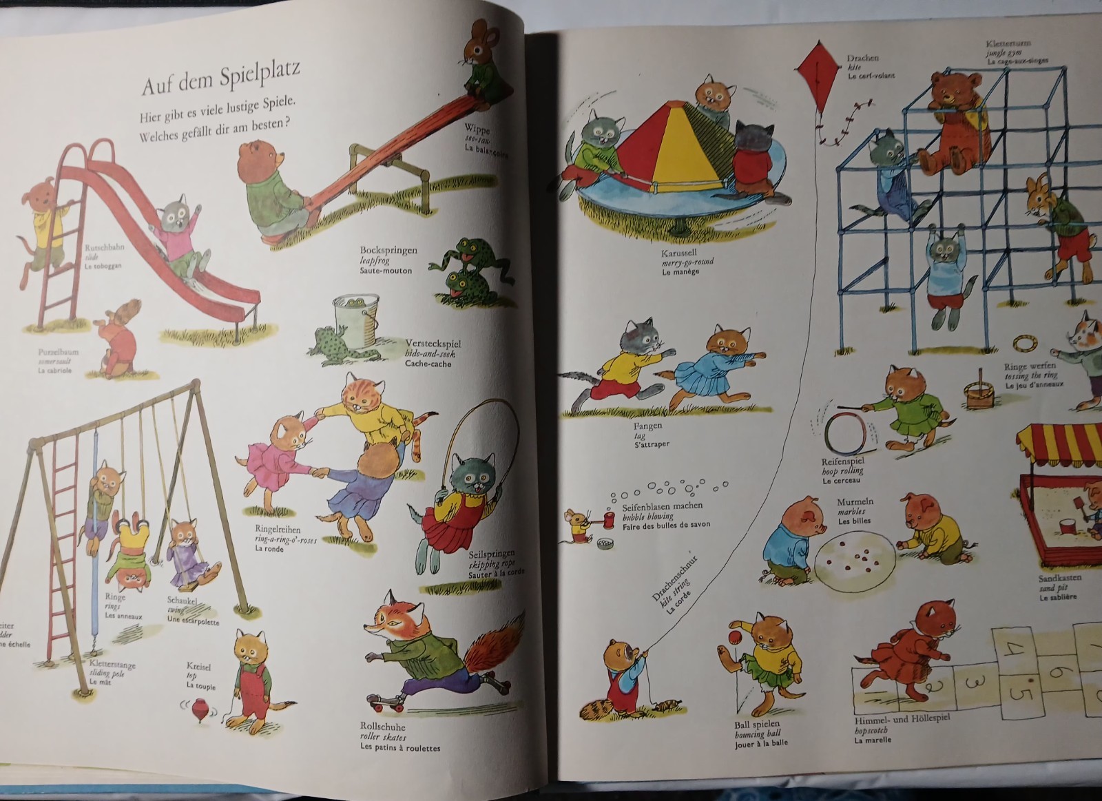 1975 RICHARD SCARRY DICTIONARY (English, German,French) Worterbuch Vtg Rare