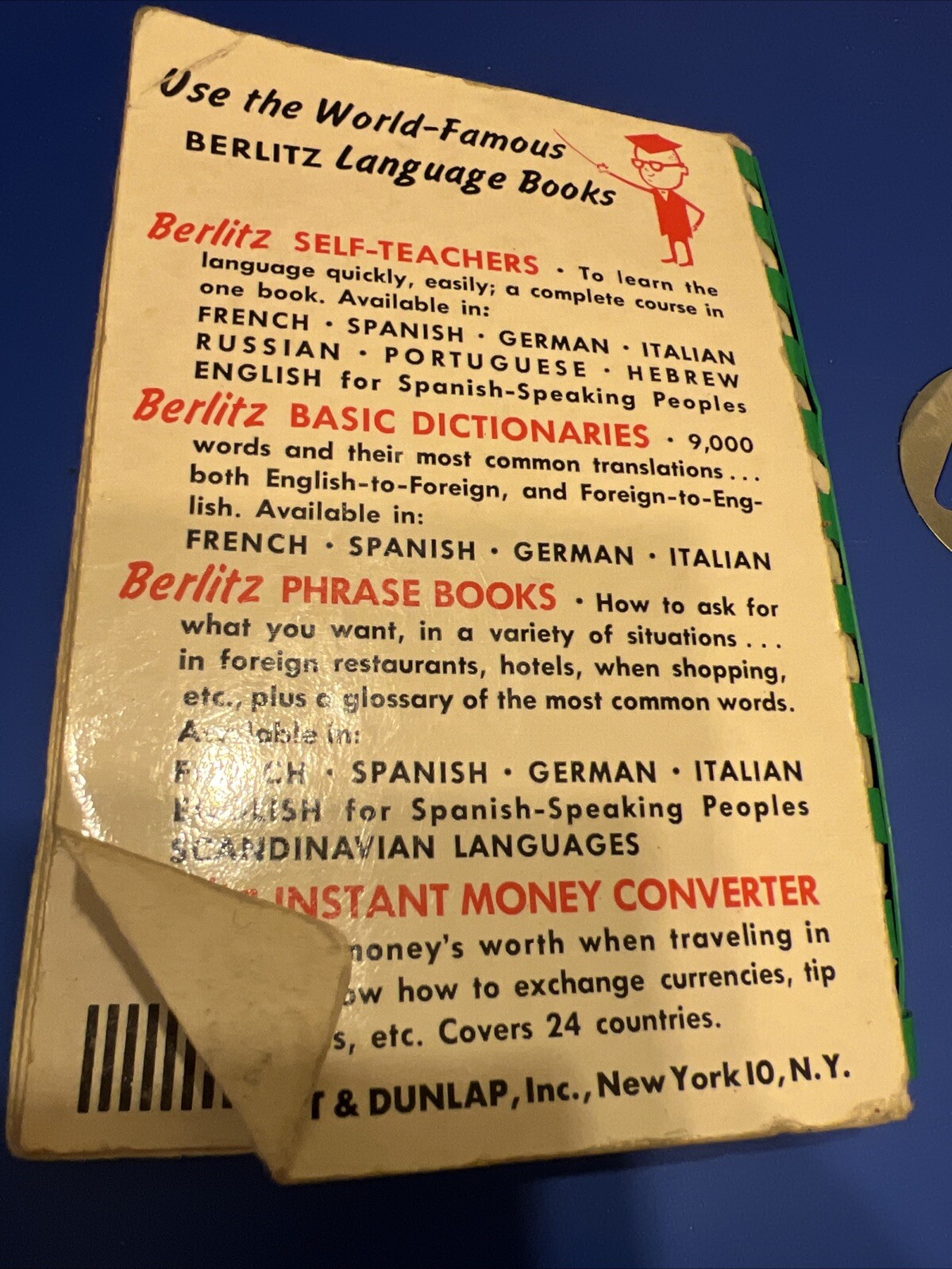 Vintage 1954 Berlitz ITALIAN For Travelers Language Book Spiral Phrases Words