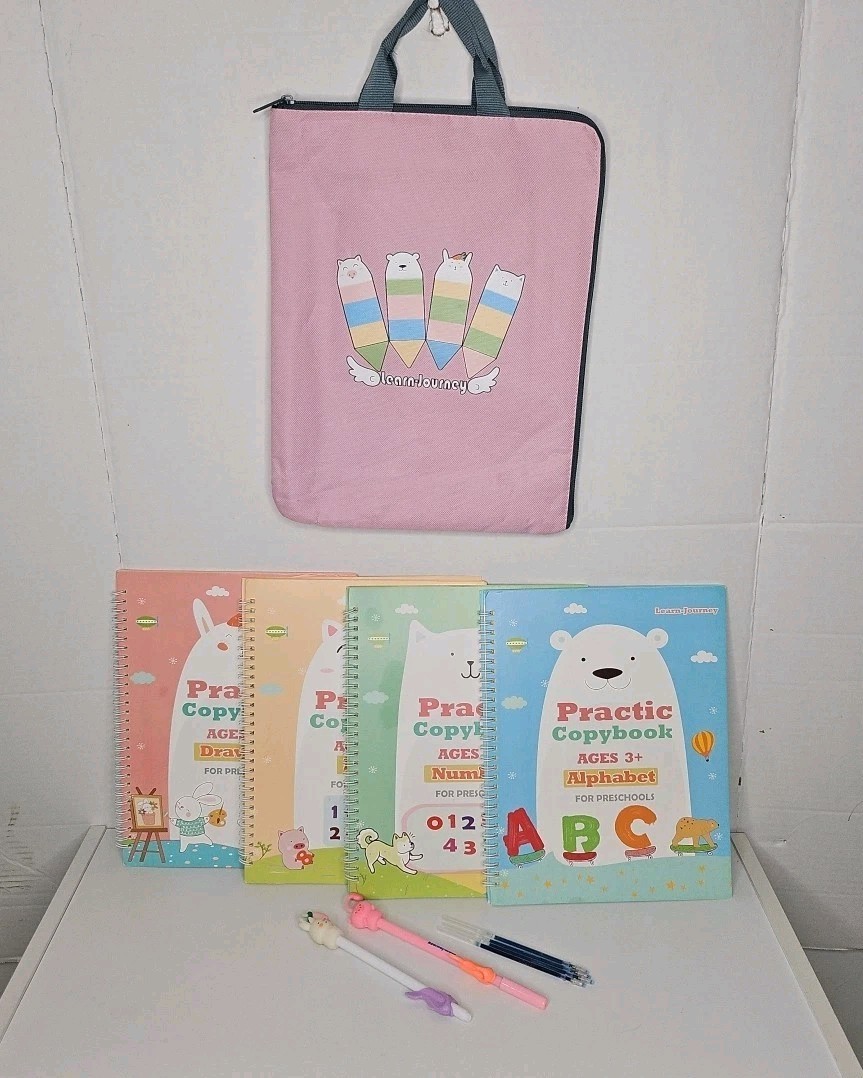 Learn-Journey 4 Practice Copybook Reusable Writing Practice Books Bag Pens Kit