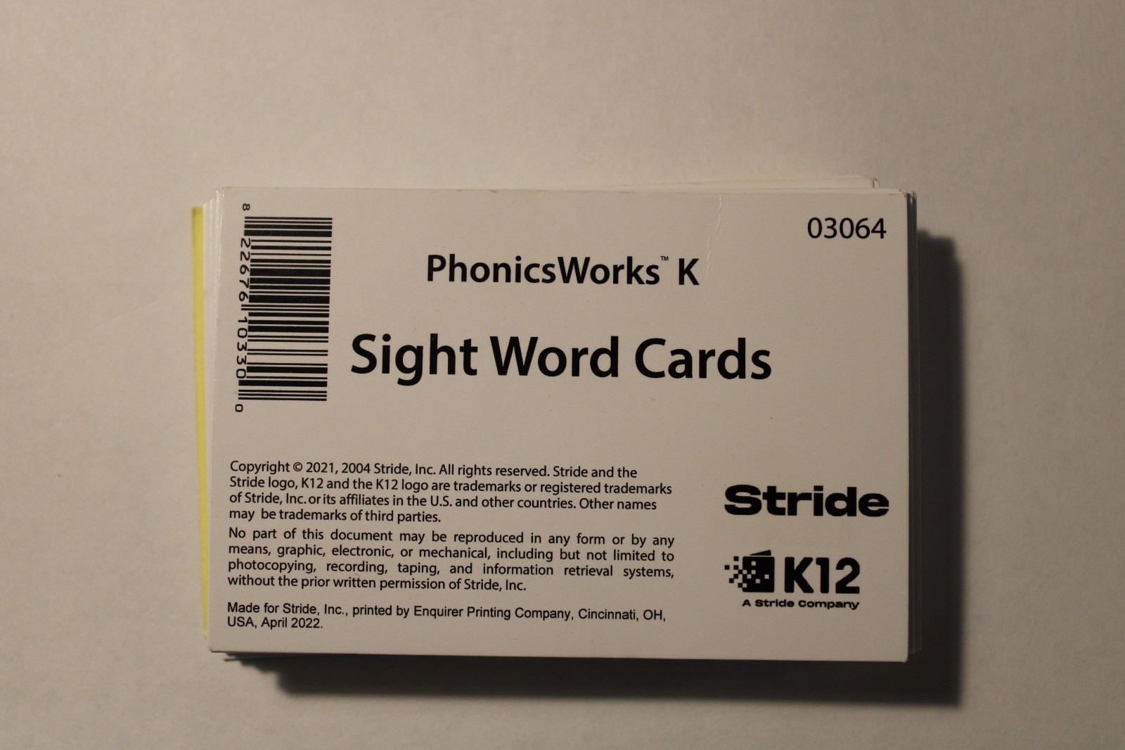 K12 PhonicsWorks Basic Sight Word Cards for Grade K