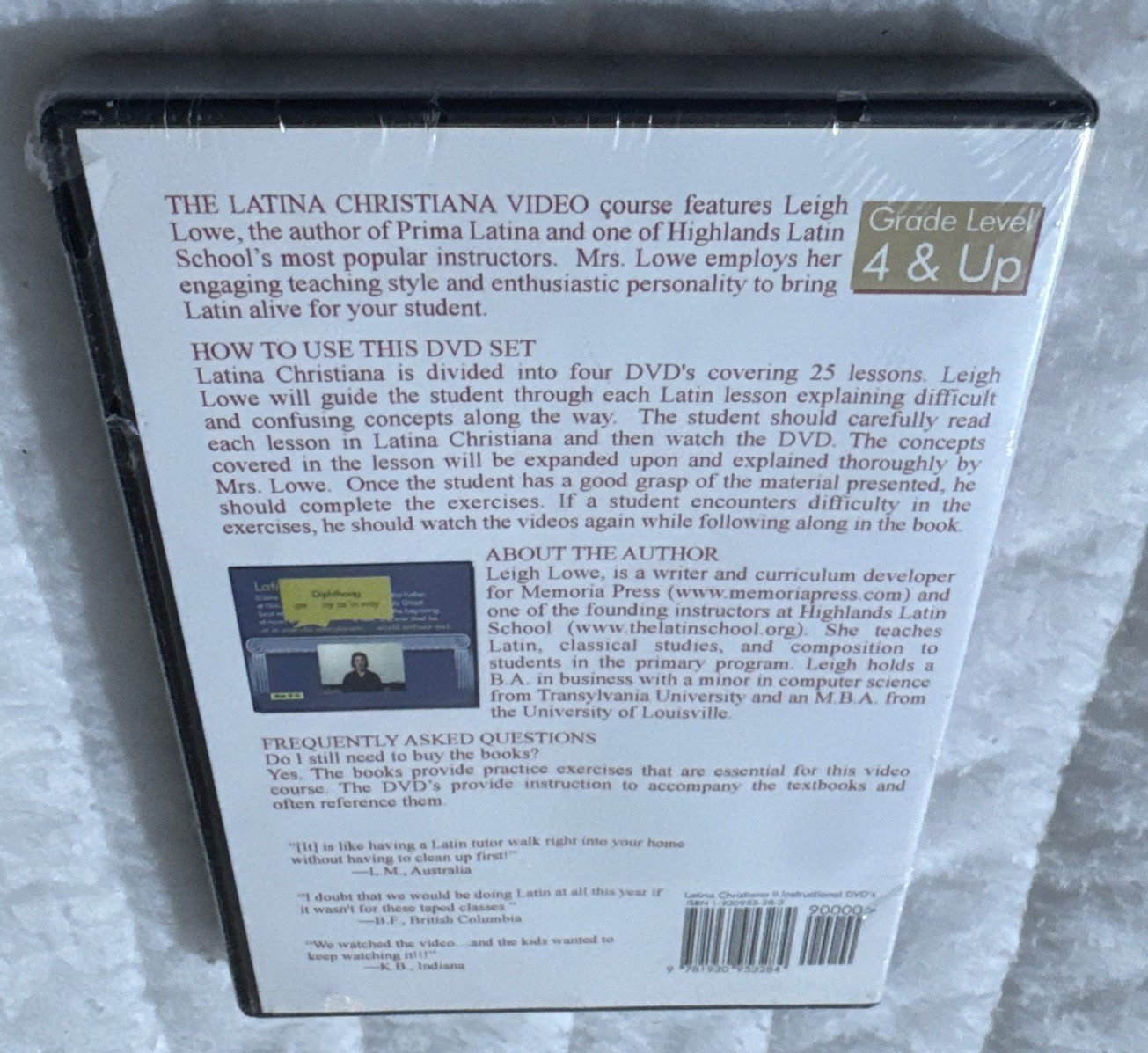 Latina Christiana Book II 4 DVD Set Introduction To Latin Instructional Language