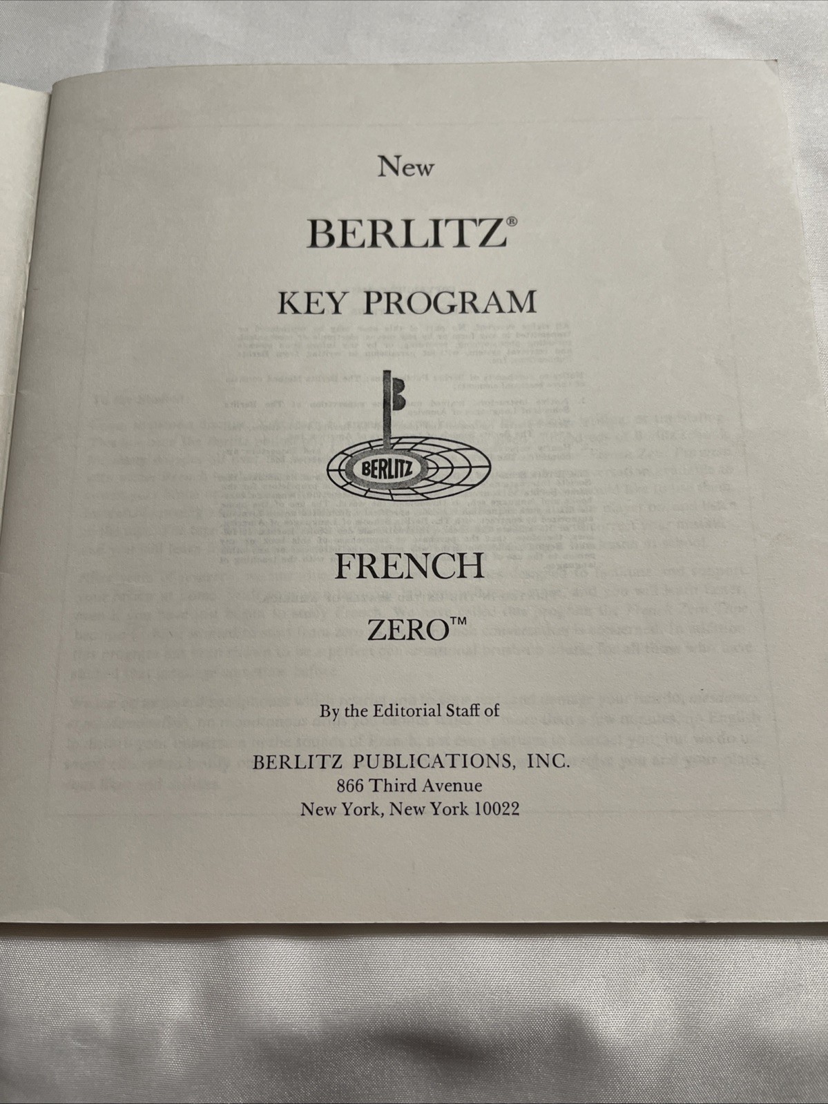 Vintage 1968 Berlitz French Zero Key Program Beginner Language Course Book