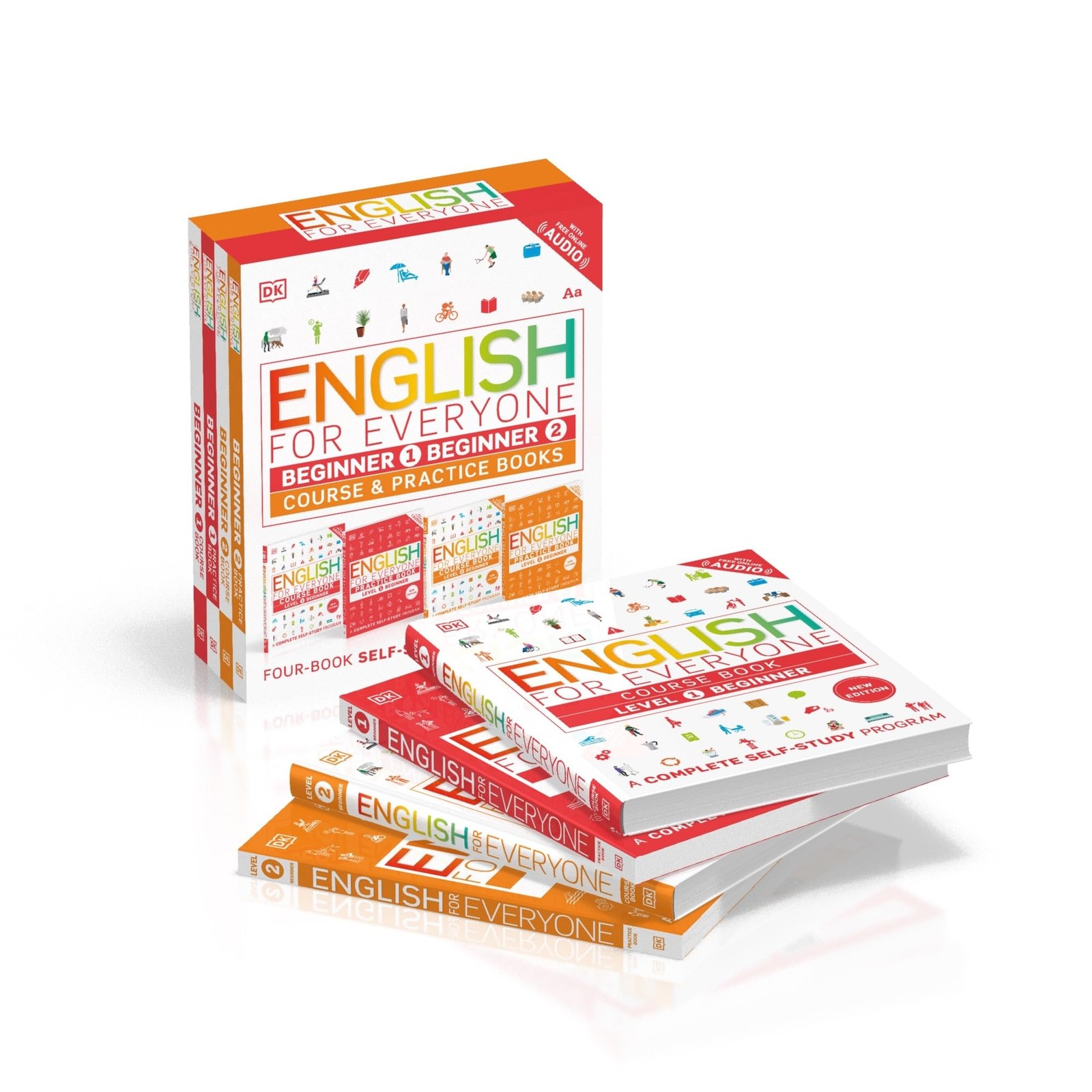 English for Everyone: Beginner Box Set – Level 1 & 2: ESL Adults, White