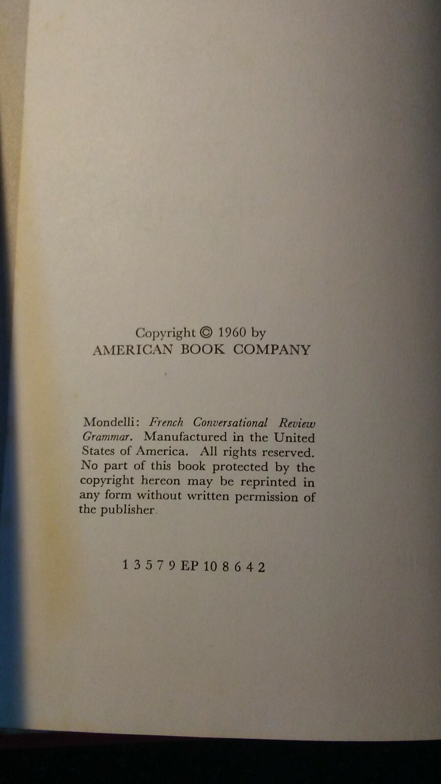 1960 FRENCH CONVERSATIONAL REVIEW GRAMMAR Mondelli