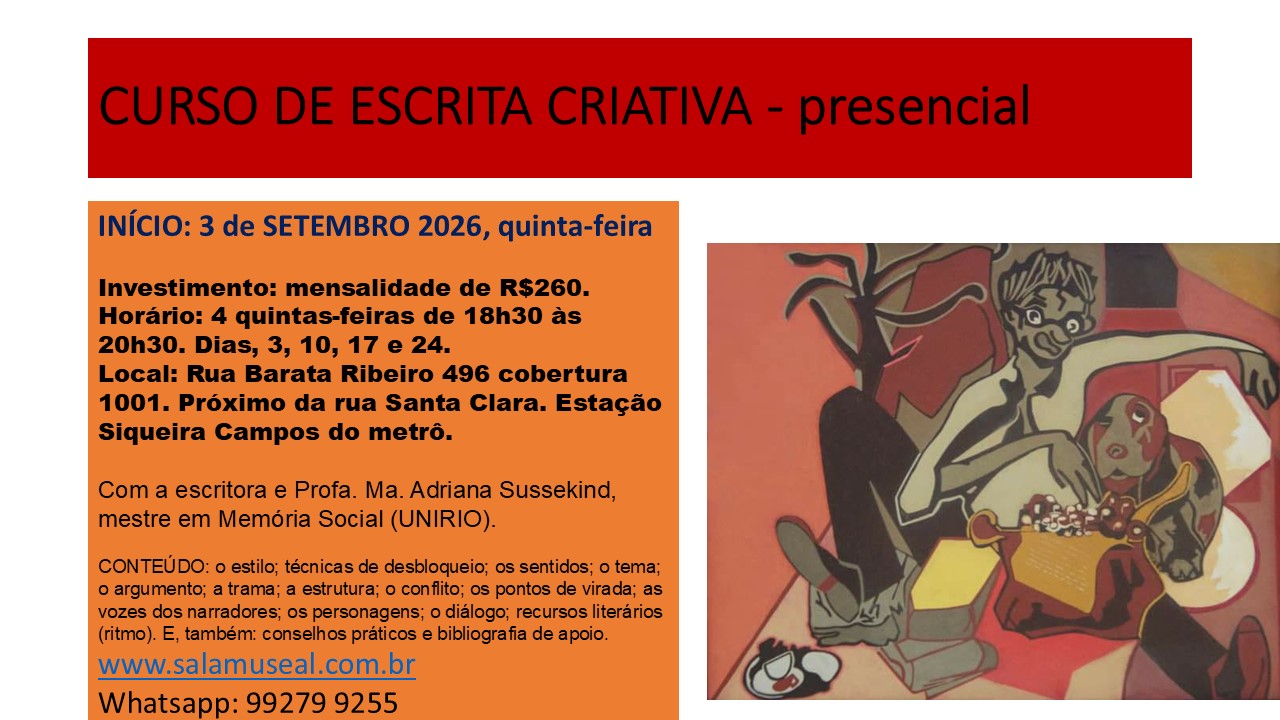 CURSO DE ESCRITA CRIATIVA COM ADRIANA SUSSEKIND SETEMBRO 2026